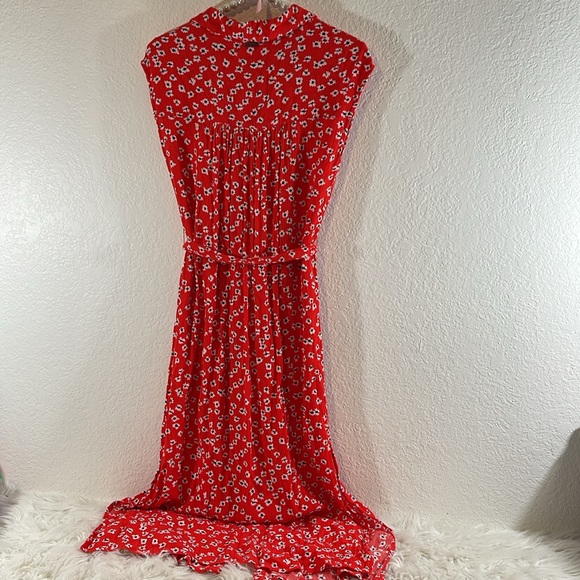 BILLABONG Little Flirt Havana Red Maxi Dress Size S Red Floral Button-Up Dress - Picture 5 of 8